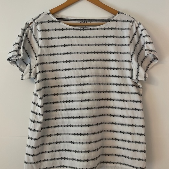 LOFT cotton black and white split short sleeves girly - Picture 2 of 5